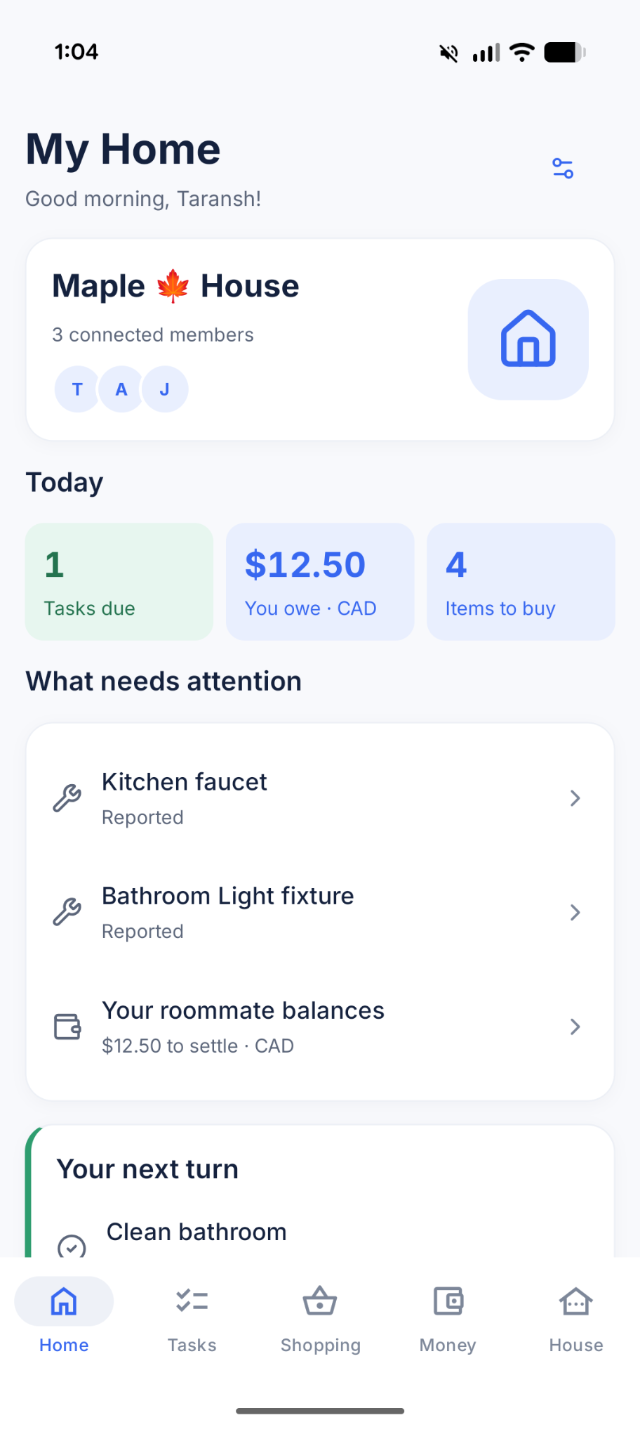 EasyDen roommate home summary